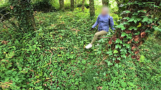 I see a girl cycling in the woods and when I go to urinate she helps me by giving me a blowjob in public