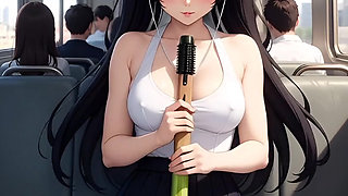 New 2026 hentai, subway girl uses a cucumber.