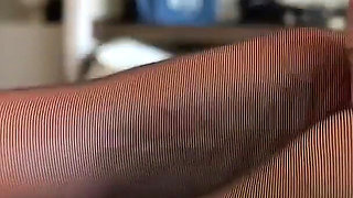 Black Nylon Pantyhose Foot Job with Lot of Cum