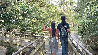 Young indigenous woman from iguazu falls does oral sex and fucks in the jungle