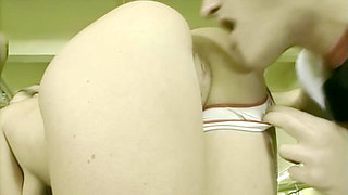 Young Simony Diamond Training in the Gym in a DP with the Young Instructor with the Old One
