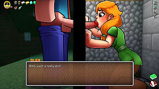 Alex Sucks Steve Through a Gloryhole! Sloppy Blowjob Hornycraft Minecraft Parody