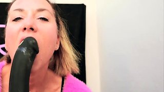 I play on the balcony with a huge vibrator and anal plug