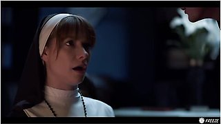 Freeuse Fantasy, Sata Jones And Sam Bourne - Porn For Atheists - Redhead Nun Time Stop Facefucked With Cum In Mouth