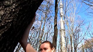 Bare-chested Blonde's Walk in a Park