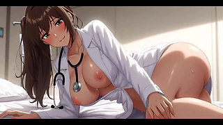 Blonde Nurse and Sexy Doctor Emi Strips Naked, Masturbates and Moans Loudly Ai Generated