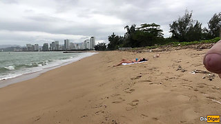 Babe Can I Cum on Your Tits? - Cock Flashing on the Beach