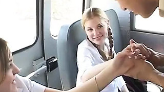 Hot Teen Threesome on Bus - Madison Sins & Tabitha Blue Fuck Hard