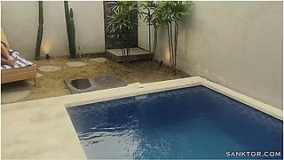 Elle Price - Tattooed Asian Milf Masturbates In The Swimming Pool