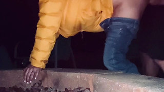 MILF smoking and getting fucked outside