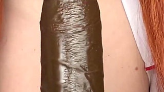Redhead Nurse Fucks, Sucks, and Squirts on Dildo