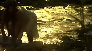 Busty blond stunner enjoys heavy ass licking on a white