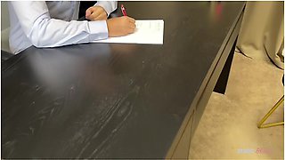 Desperate Blonde Milf Sucks Her Way Into The Job Facial Reward From Her Boss