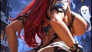 Cute Cyberpunk red head bounce her ass (Ai animation)