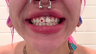 Shower Twerking POV Solo Female Teen Petite Skinny Toothbrush Spitting Teeth Brushing Boob Bouncing Bathtub Skinny