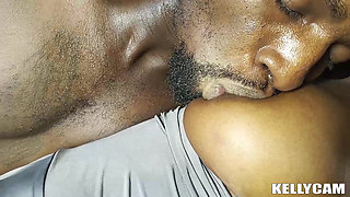 Ebony with Huge Tits Fisting on Her Husband Huge Dick on Christmas Day