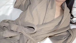 Hot asian slut gives hardcore blowjob to white stud