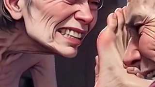 Two Ugly 90 Year Old Grannies Foot Fetish - Licking & Moaning in Pleasure