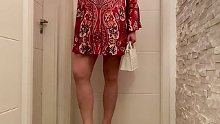 Nicolette in her new sandals and new handbag - I think she looks sexy