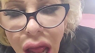 Oiled Bimbo GILF with Glasses