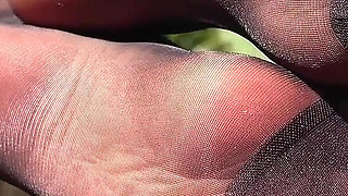 Seductive Nylon Feet Tease