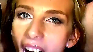 Hot Blonde & Brunette Get Faces Drenched in Ggg Bukkake Orgy