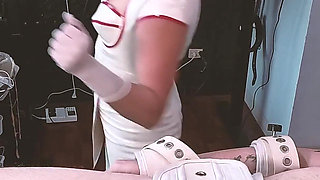 Latex Nurse Dominafire Sounds & Milks Bound Slave in Segufix