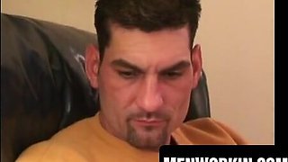 Rugged man jerks stiff with fucktoy in his cock-squeezing brown-eye