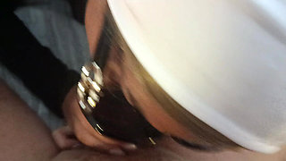 MILF in Sunglasses Gives POV Blowjob with Cumshot