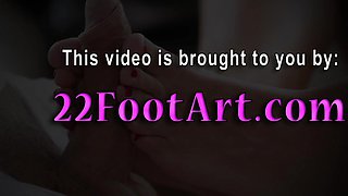 Horny babe gets fucked and foot tugs