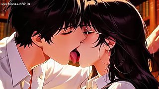 Gap Moe Glasses Beautiful Woman Private Study Session in Library Super Temptation Episode 2 AI Animation