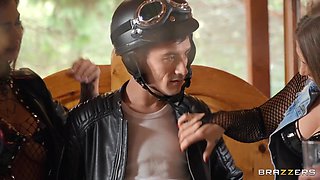 Biker Babes From Berlin Part 2: Public Biker Threesome with Jordi El Nino Polla, Mia Blow, Ria Red