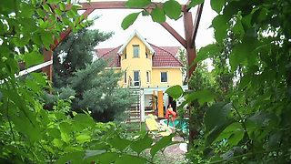 Blonde Babe Sucks Cock and Spreads Pussy in Workshop