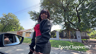 Busted a Nut on a Thick Black Girls Leather Shorts