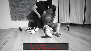 Luna Learning the Lesson - Tape Bondage, Tape Gagged, Oiled Feet