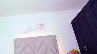 Hot amateur busty brunette masturbate in webcam