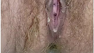 Hairy Pussy Girl Peeing Close Up In The Toilet Labia Spread With Wide Open Pee Hole