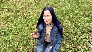 LapkaLus Big Perfect Tits Tease Stranger to Creampie in Forest