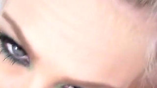 Slim blonde teen Zoe Clark POV deepthroat blowjob and cum swallow