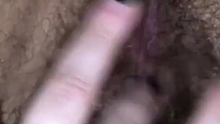 Married amateur wife masturbate her hairy pussy until she cums twice
