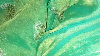 My husband loves to fuck me in green saree