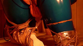 Bondage escape: Latex rubber horny MILF in gag