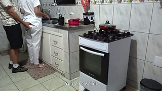 Maid Had Her Ass Used While Washing Dishes.