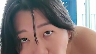 Shy Innocent Chinese College Girl Gives Blowjob to Big White Cock on Summer Break