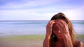 Sexy brunette teen outdoor masturbation