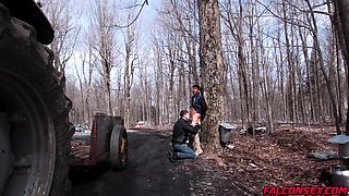 Upton drops down to suck off Kenzo's hard log