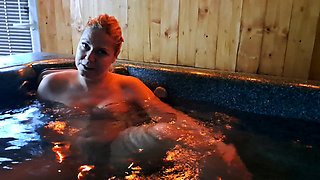 Vicky Wilfing in jacuzzi before a