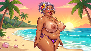 Busty Granny Huge Boobs Beach Tease - New Ai Style