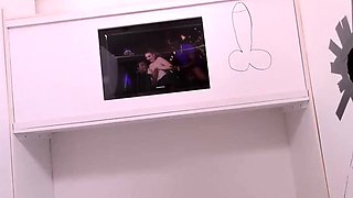 Natural busty blonde in glory hole blowjob