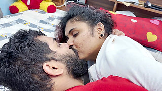 Step Sister and Step Brother Part 1, Hot Hard Romance in Bedroom with Long Lip Lock